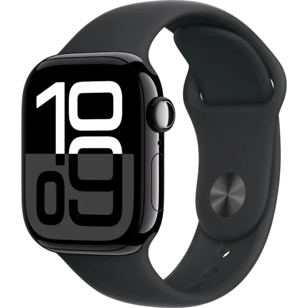 Apple Watch Series 10 42mm Aluminum Jet Black Case Black Sport Band M/L